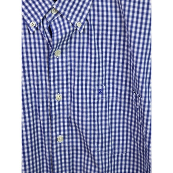 IZOD Men's Large Blue/ White Checkered Long Sleeve Button Up Shirt - Picture 2 of 7